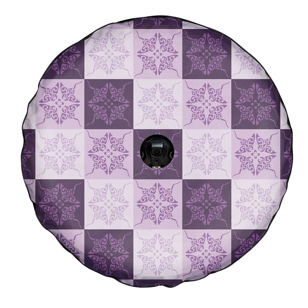 Lavender Manta Ray Hawaiian Quilt Motif Spare Tire Cover