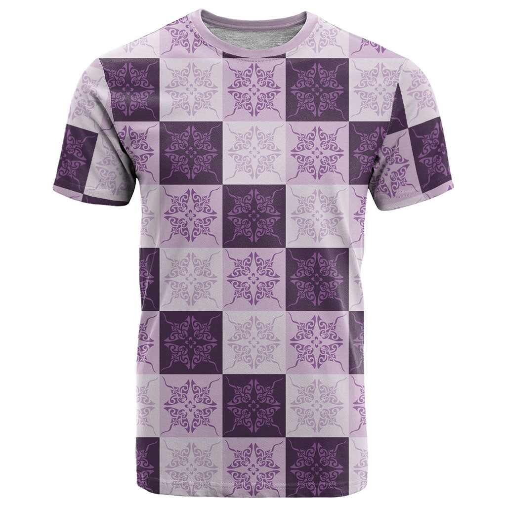 Lavender Manta Ray Hawaiian Quilt Motif T Shirt