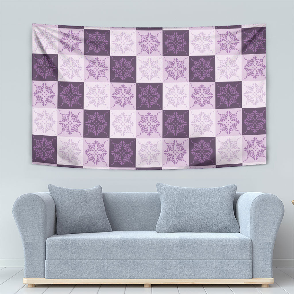 Lavender Manta Ray Hawaiian Quilt Motif Tapestry