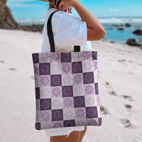 Lavender Manta Ray Hawaiian Quilt Motif Tote Bag