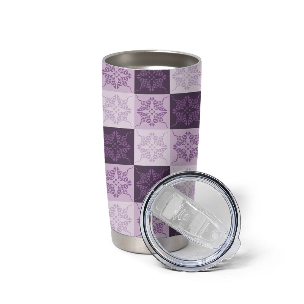 Lavender Manta Ray Hawaiian Quilt Motif Tumbler Cup