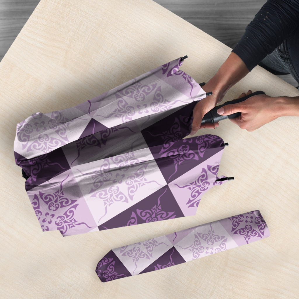 Lavender Manta Ray Hawaiian Quilt Motif Umbrella