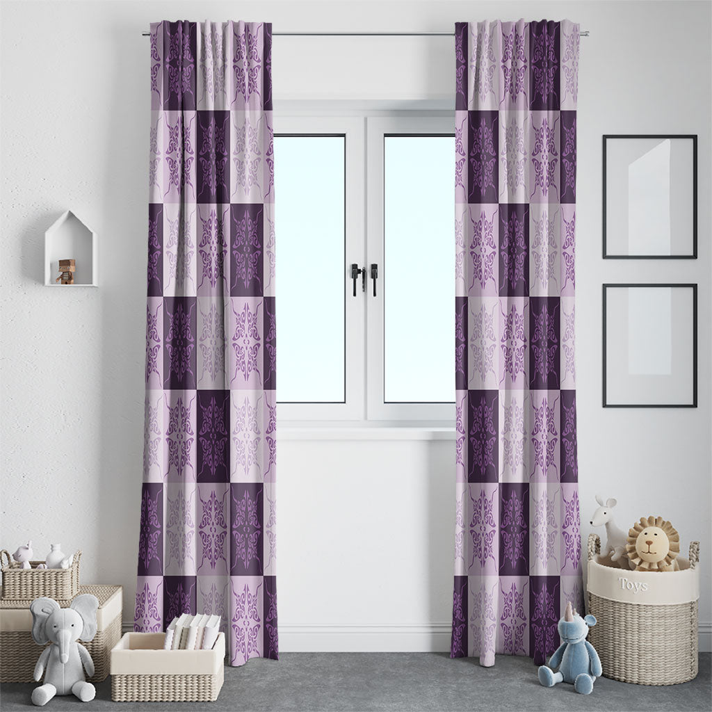 Lavender Manta Ray Hawaiian Quilt Motif Window Curtain