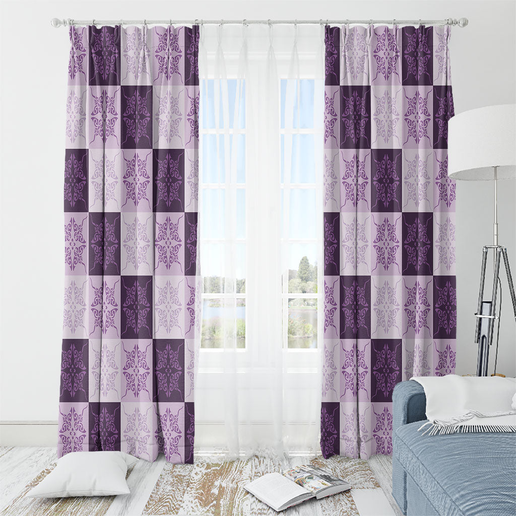 Lavender Manta Ray Hawaiian Quilt Motif Window Curtain
