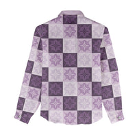 Lavender Manta Ray Hawaiian Quilt Motif Women Casual Shirt