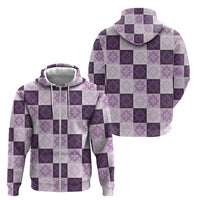 Lavender Manta Ray Hawaiian Quilt Motif Zip Hoodie