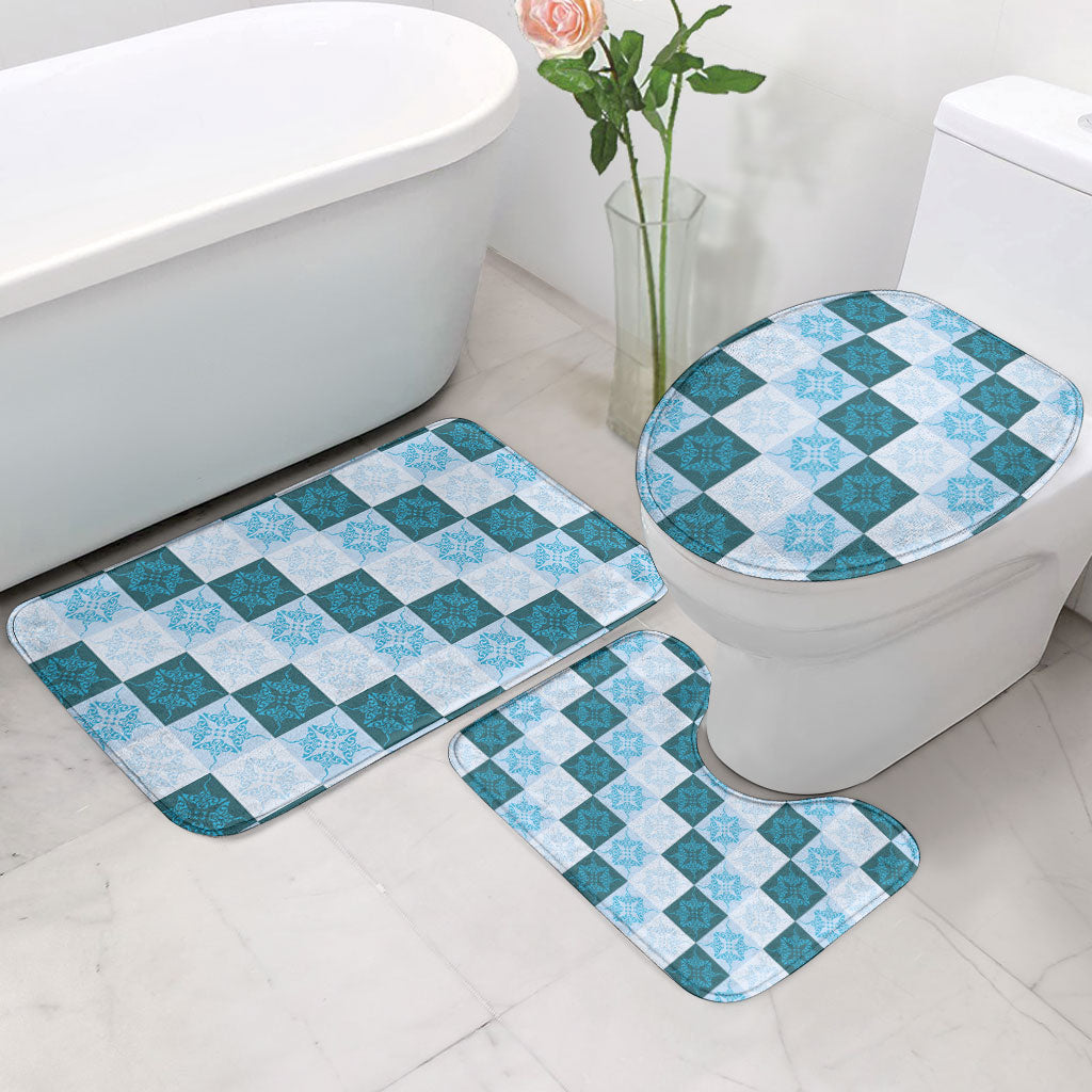 Cyan Manta Ray Hawaiian Quilt Motif Bathroom Set