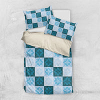 Cyan Manta Ray Hawaiian Quilt Motif Bedding Set