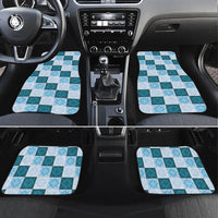 Cyan Manta Ray Hawaiian Quilt Motif Car Mats