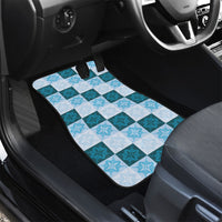 Cyan Manta Ray Hawaiian Quilt Motif Car Mats
