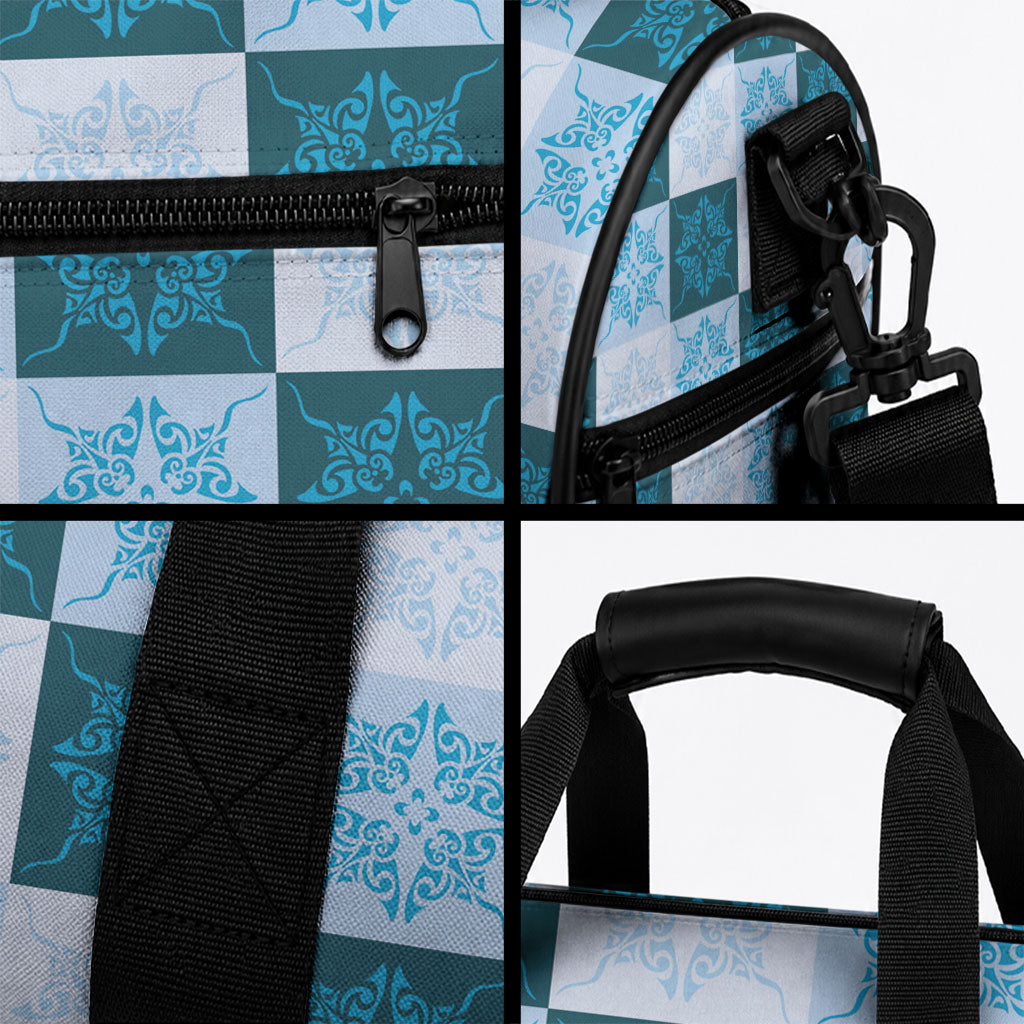 Cyan Manta Ray Hawaiian Quilt Motif Duffle Bag LT05 - Polynesian Pride