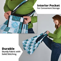Cyan Manta Ray Hawaiian Quilt Motif Grocery Bag