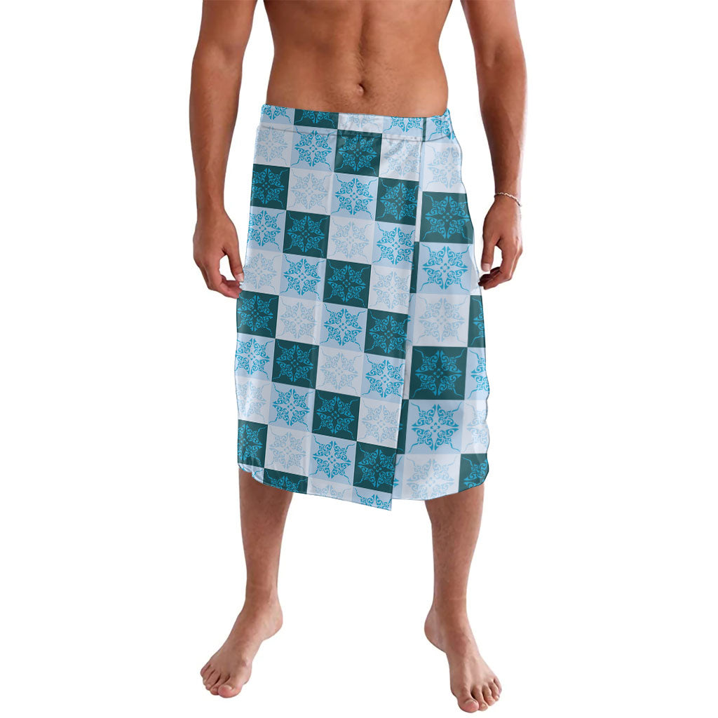 Cyan Manta Ray Hawaiian Quilt Motif Lavalava