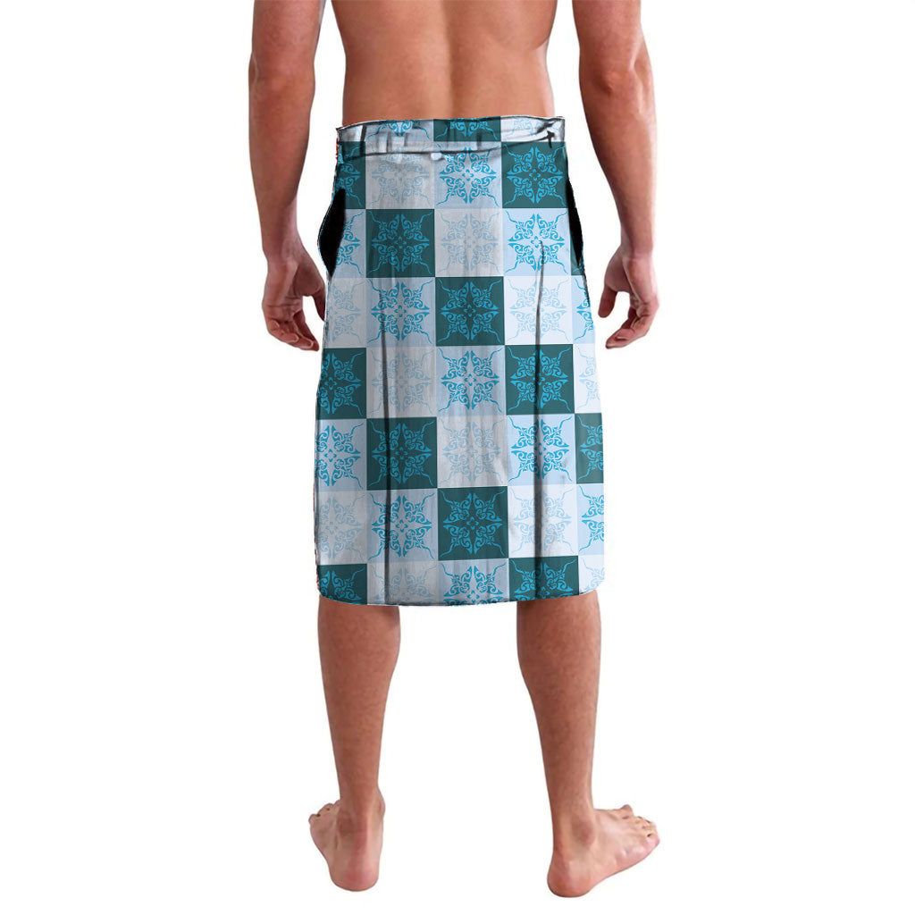 Cyan Manta Ray Hawaiian Quilt Motif Lavalava