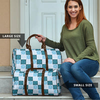 Cyan Manta Ray Hawaiian Quilt Motif Travel Bag