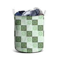 Sage Green Manta Ray Hawaiian Quilt Motif Laundry Basket
