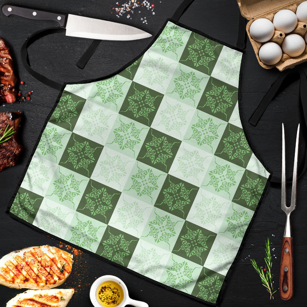 Sage Green Manta Ray Hawaiian Quilt Motif Apron