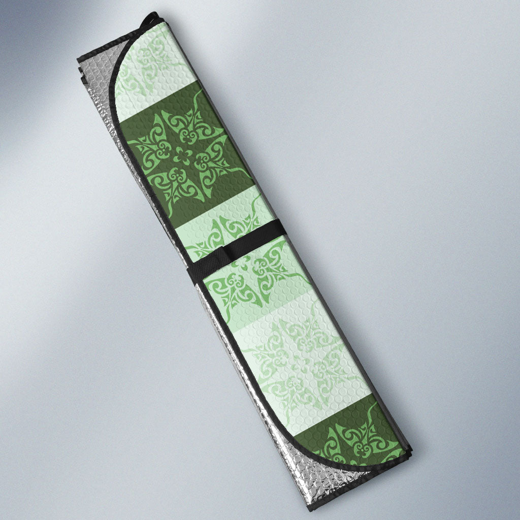 Sage Green Manta Ray Hawaiian Quilt Motif Auto Sun Shade