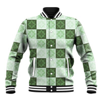 Sage Green Manta Ray Hawaiian Quilt Motif Baseball Jacket