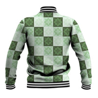 Sage Green Manta Ray Hawaiian Quilt Motif Baseball Jacket