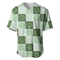 Sage Green Manta Ray Hawaiian Quilt Motif Baseball Jersey