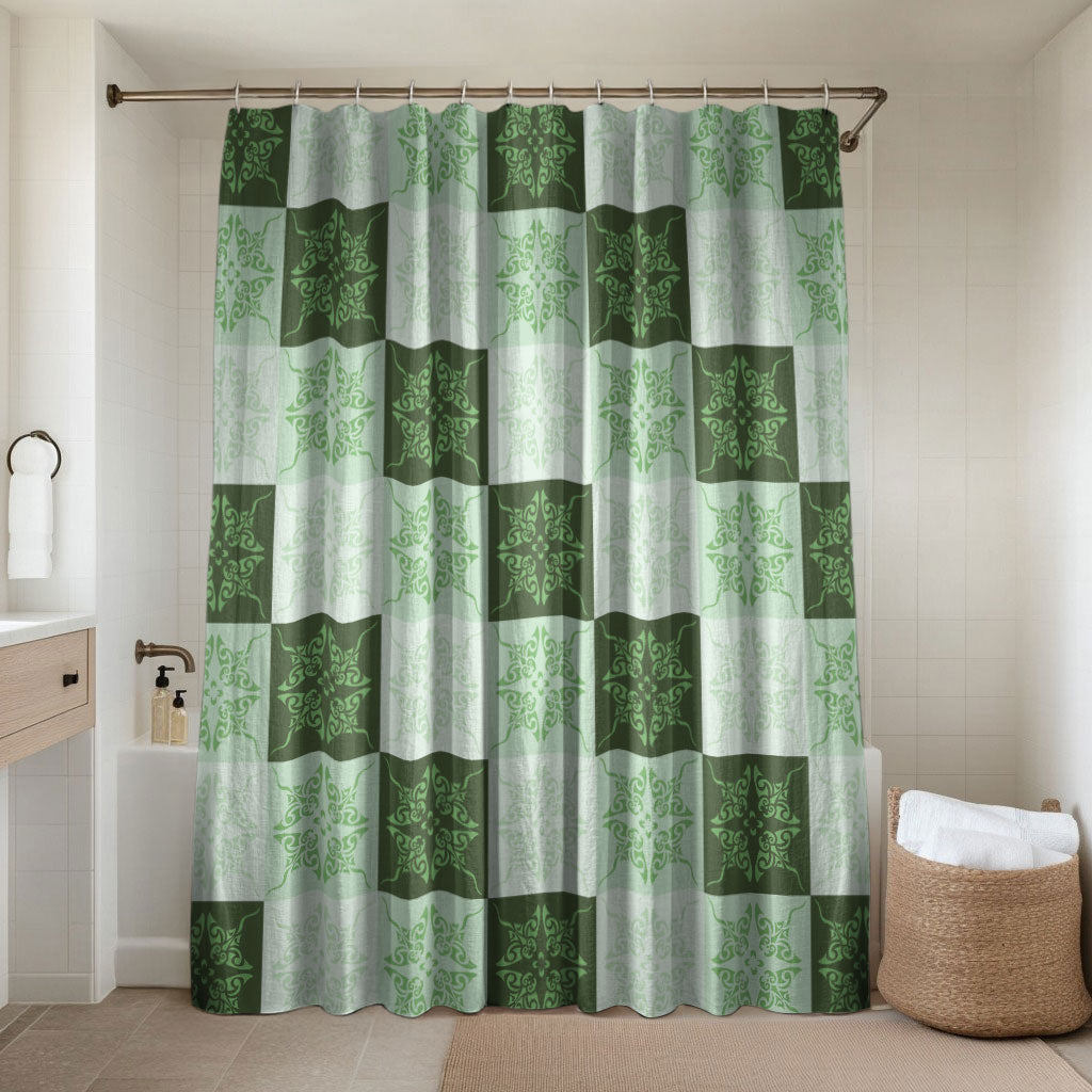 Sage Green Manta Ray Hawaiian Quilt Motif Bathroom Set