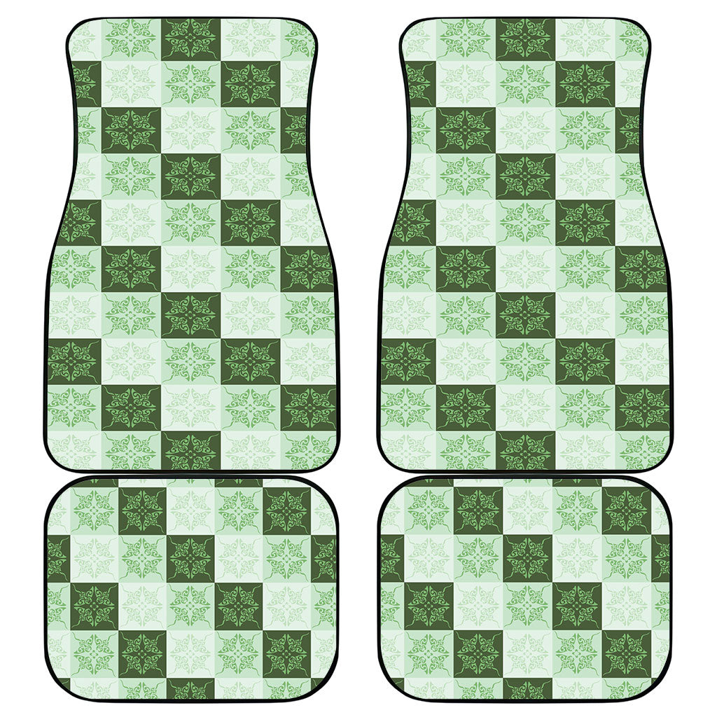 Sage Green Manta Ray Hawaiian Quilt Motif Car Mats