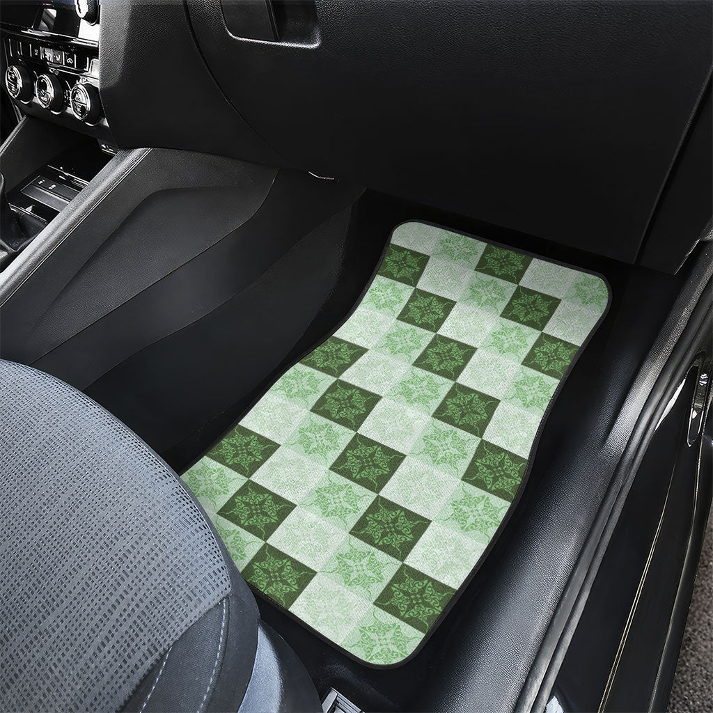 Sage Green Manta Ray Hawaiian Quilt Motif Car Mats