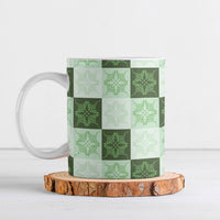 Sage Green Manta Ray Hawaiian Quilt Motif Ceramic Mug