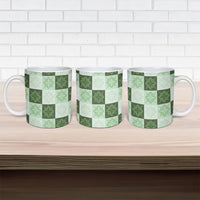 Sage Green Manta Ray Hawaiian Quilt Motif Ceramic Mug