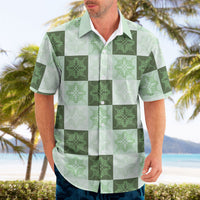 Sage Green Manta Ray Hawaiian Quilt Motif Hawaiian Shirt