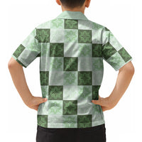 Sage Green Manta Ray Hawaiian Quilt Motif Hawaiian Shirt