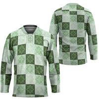 Sage Green Manta Ray Hawaiian Quilt Motif Hockey Jersey