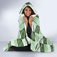 Sage Green Manta Ray Hawaiian Quilt Motif Hooded Blanket