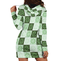 Sage Green Manta Ray Hawaiian Quilt Motif Hoodie Dress