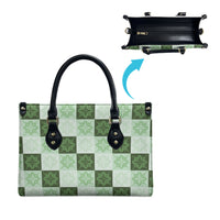 Sage Green Manta Ray Hawaiian Quilt Motif Leather Bag