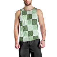 Sage Green Manta Ray Hawaiian Quilt Motif Men Tank Top