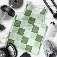 Sage Green Manta Ray Hawaiian Quilt Motif Men Tank Top