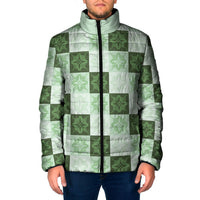 Sage Green Manta Ray Hawaiian Quilt Motif Padded Jacket