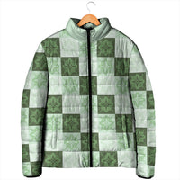 Sage Green Manta Ray Hawaiian Quilt Motif Padded Jacket