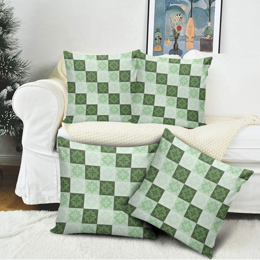 Sage Green Manta Ray Hawaiian Quilt Motif Pillow Cover