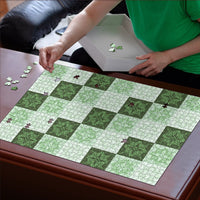 Sage Green Manta Ray Hawaiian Quilt Motif Puzzle