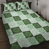 Sage Green Manta Ray Hawaiian Quilt Motif Quilt Bed Set