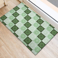 Sage Green Manta Ray Hawaiian Quilt Motif Rubber Doormat