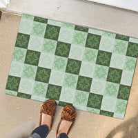 Sage Green Manta Ray Hawaiian Quilt Motif Rubber Doormat