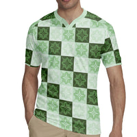 Sage Green Manta Ray Hawaiian Quilt Motif Rugby Jersey