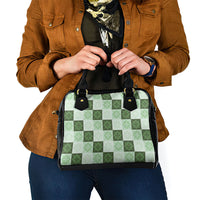 Sage Green Manta Ray Hawaiian Quilt Motif Shoulder Handbag