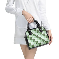 Sage Green Manta Ray Hawaiian Quilt Motif Shoulder Handbag