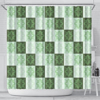 Sage Green Manta Ray Hawaiian Quilt Motif Shower Curtain