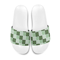Sage Green Manta Ray Hawaiian Quilt Motif Slide Sandals